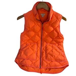 J Crew Puffer Down Front Zip Vest Neon Orange Size Extra Small